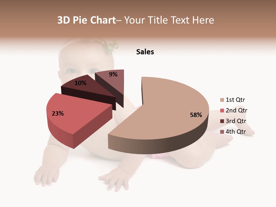 One Full Length Portrait Of A Young Baby Girl In Her Cloth Diaper Over White PowerPoint Template