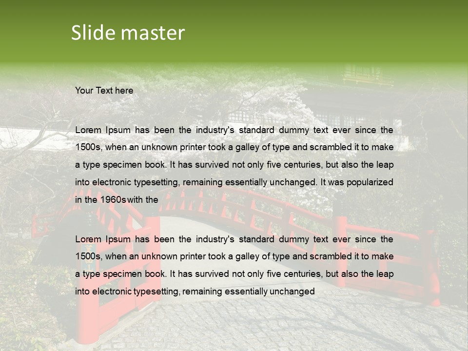 Red Bridge And Traditional Old Building On The Mountain Side With Spring Cherry Blossoms Near The Famous Minoh Waterfall Sightseeing Spot PowerPoint Template