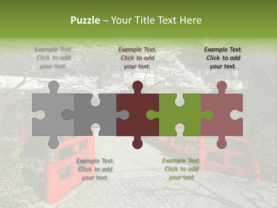 Red Bridge And Traditional Old Building On The Mountain Side With Spring Cherry Blossoms Near The Famous Minoh Waterfall Sightseeing Spot PowerPoint Template