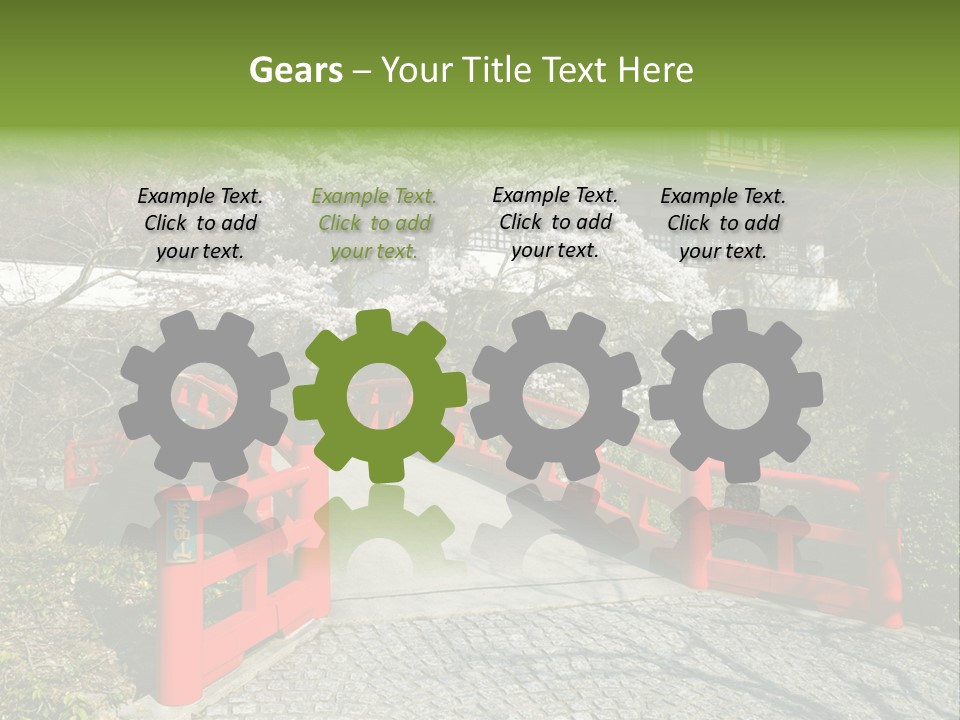 Red Bridge And Traditional Old Building On The Mountain Side With Spring Cherry Blossoms Near The Famous Minoh Waterfall Sightseeing Spot PowerPoint Template