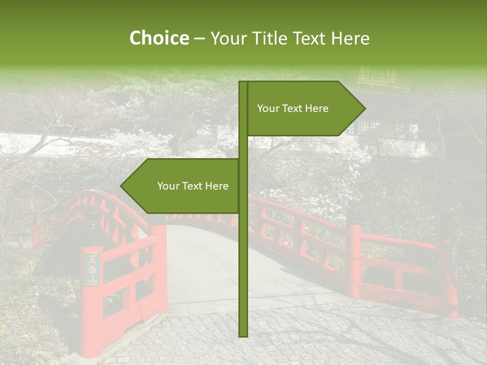 Red Bridge And Traditional Old Building On The Mountain Side With Spring Cherry Blossoms Near The Famous Minoh Waterfall Sightseeing Spot PowerPoint Template