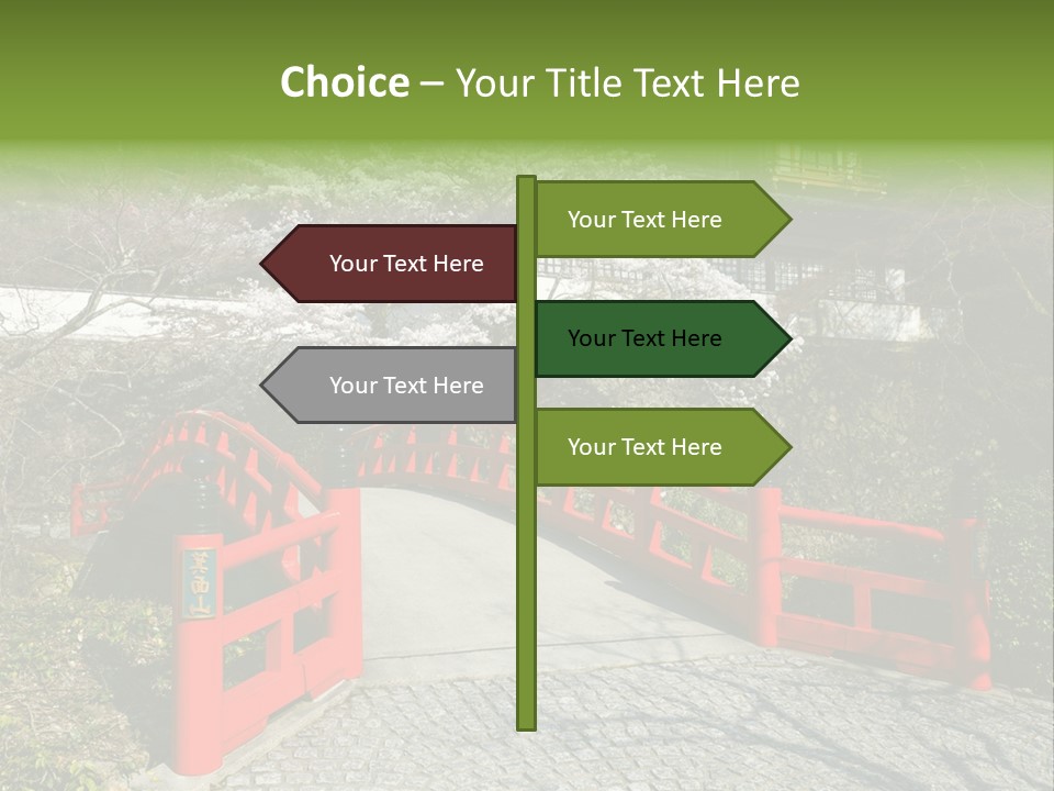 Red Bridge And Traditional Old Building On The Mountain Side With Spring Cherry Blossoms Near The Famous Minoh Waterfall Sightseeing Spot PowerPoint Template