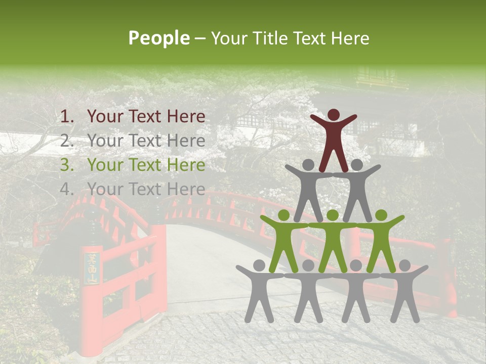 Red Bridge And Traditional Old Building On The Mountain Side With Spring Cherry Blossoms Near The Famous Minoh Waterfall Sightseeing Spot PowerPoint Template