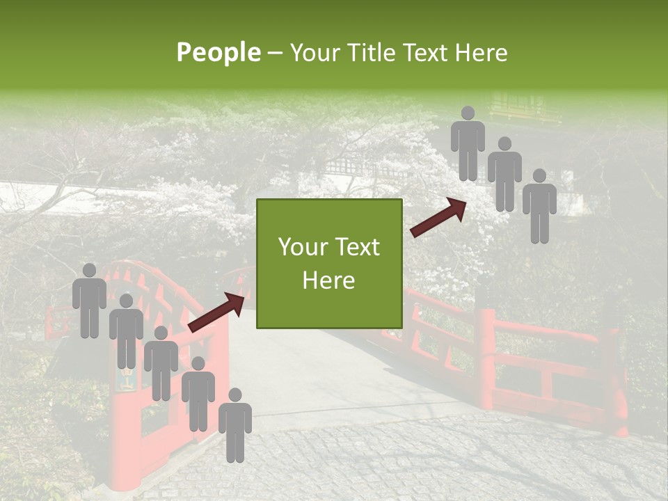 Red Bridge And Traditional Old Building On The Mountain Side With Spring Cherry Blossoms Near The Famous Minoh Waterfall Sightseeing Spot PowerPoint Template