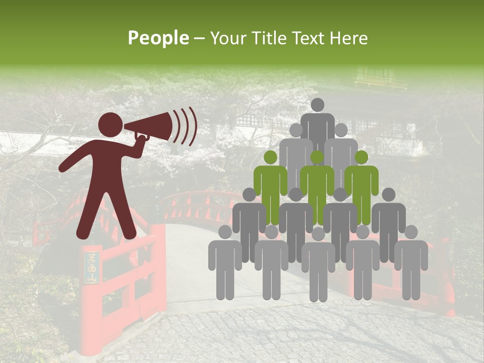 Red Bridge And Traditional Old Building On The Mountain Side With Spring Cherry Blossoms Near The Famous Minoh Waterfall Sightseeing Spot PowerPoint Template