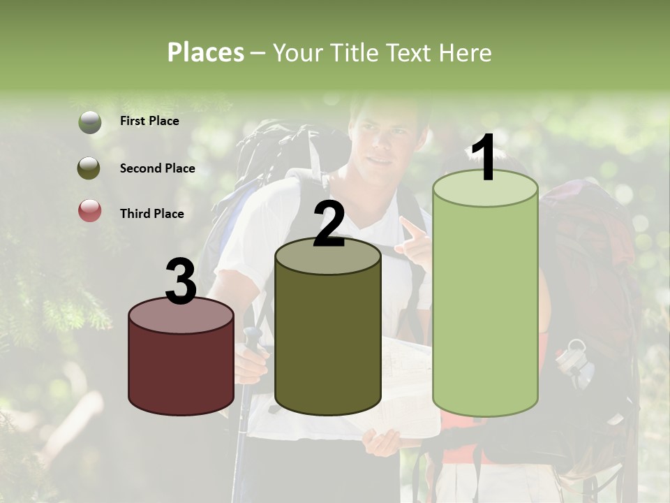 A Man And A Woman With Backpacks And A Map PowerPoint Template