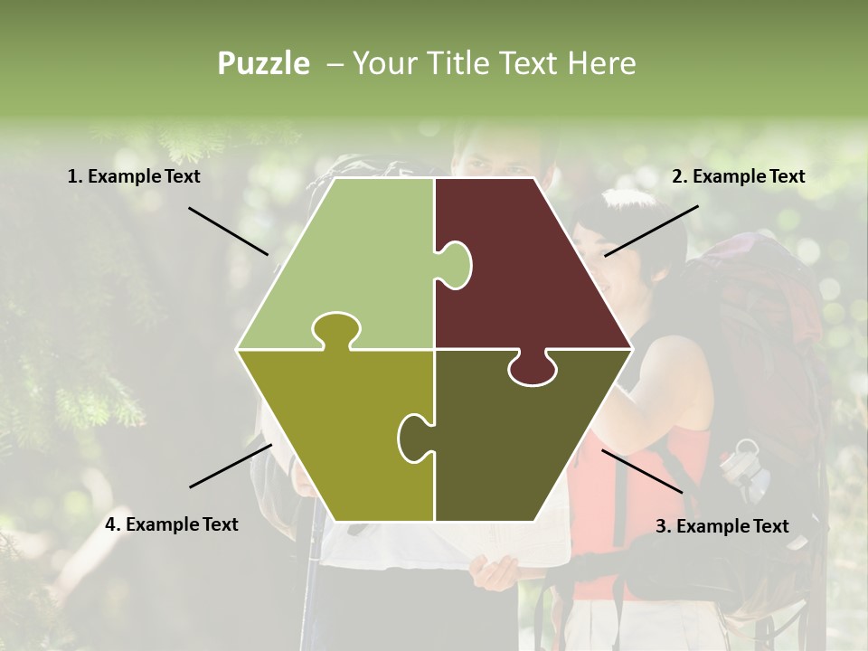 A Man And A Woman With Backpacks And A Map PowerPoint Template