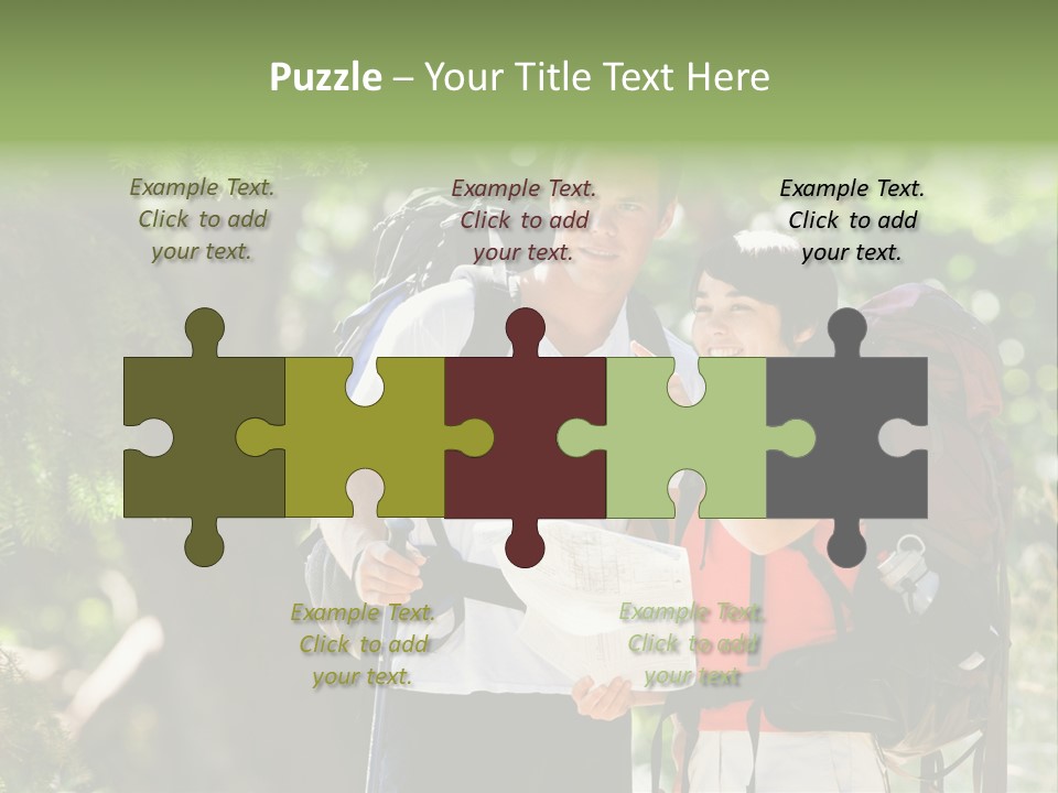 A Man And A Woman With Backpacks And A Map PowerPoint Template