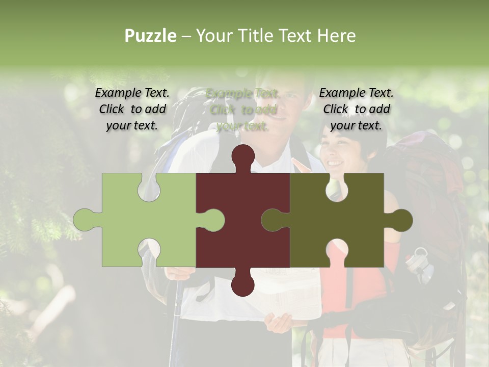 A Man And A Woman With Backpacks And A Map PowerPoint Template