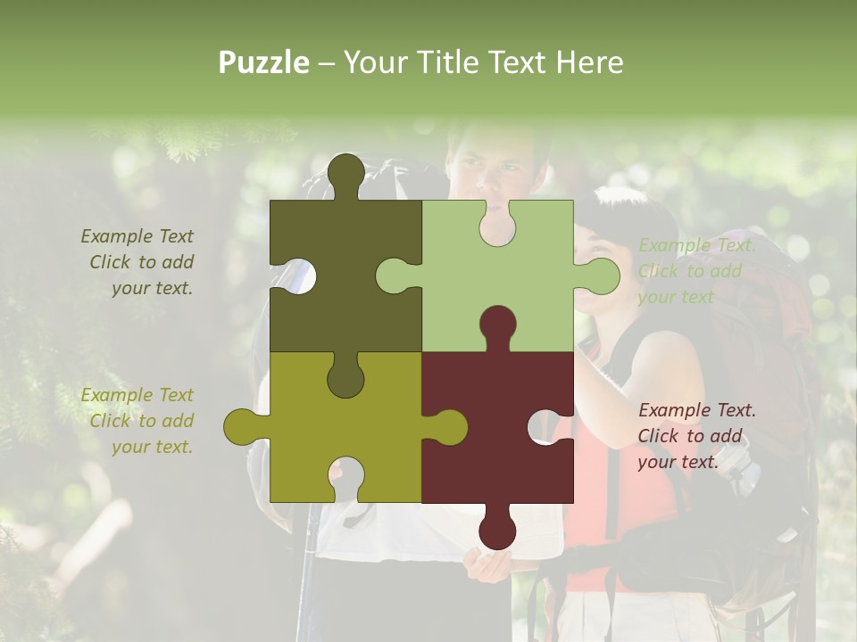 A Man And A Woman With Backpacks And A Map PowerPoint Template