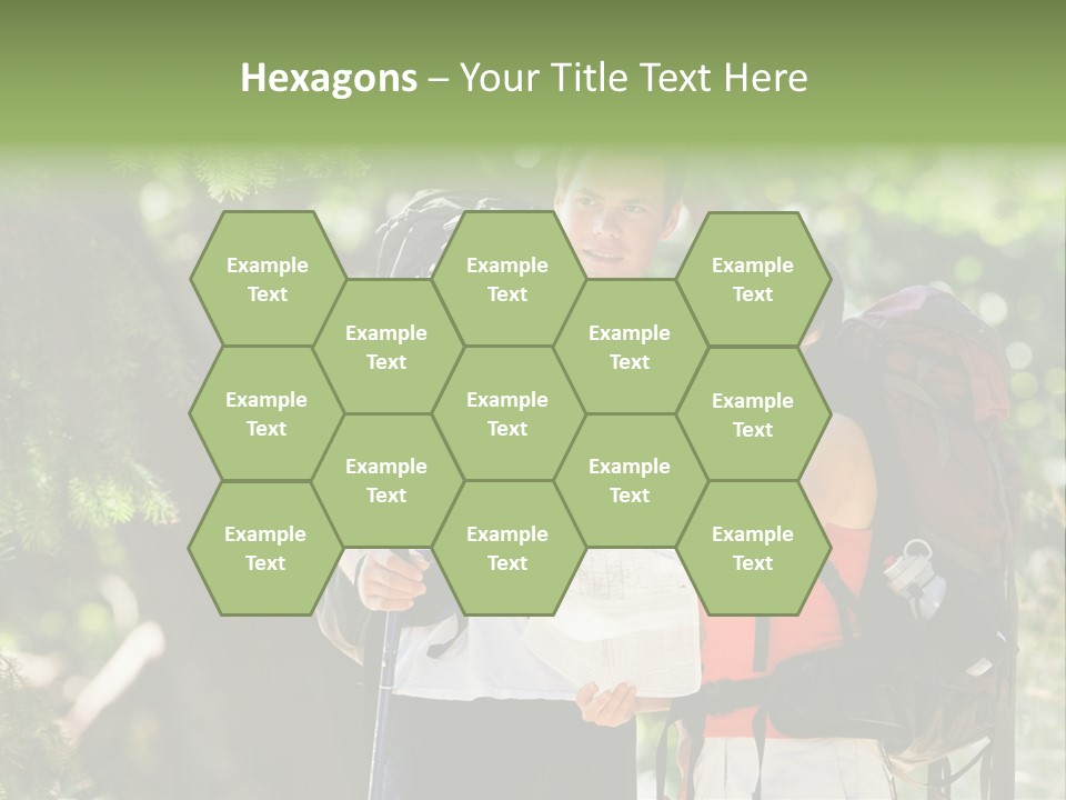 A Man And A Woman With Backpacks And A Map PowerPoint Template