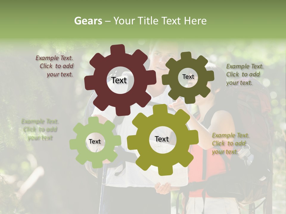 A Man And A Woman With Backpacks And A Map PowerPoint Template