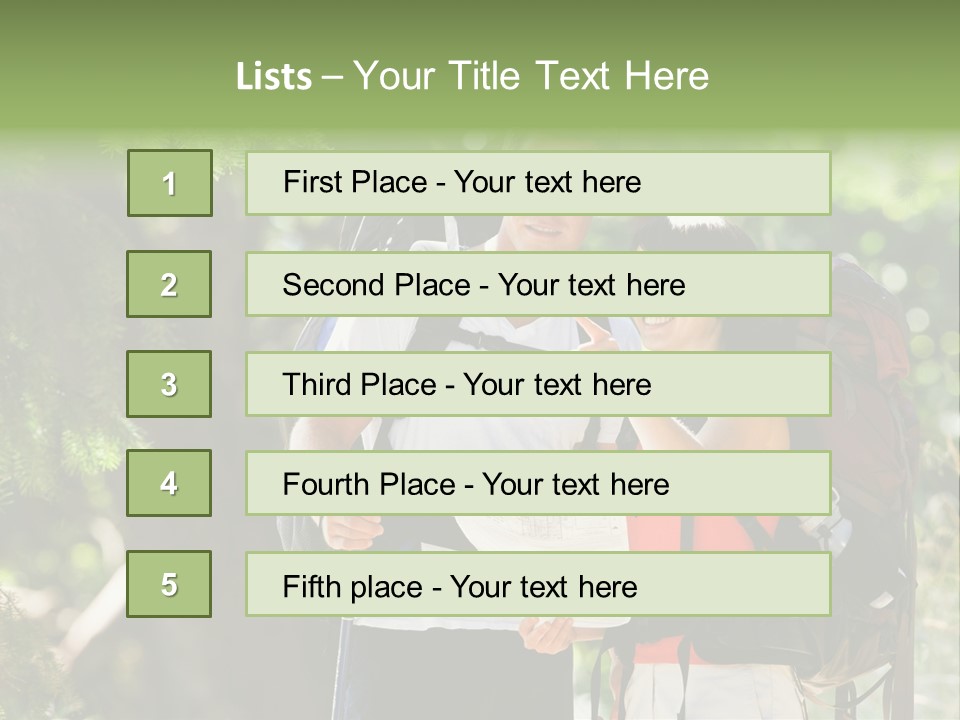 A Man And A Woman With Backpacks And A Map PowerPoint Template