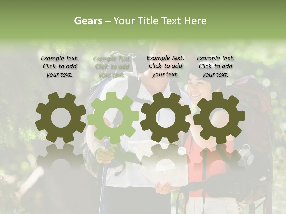 A Man And A Woman With Backpacks And A Map PowerPoint Template