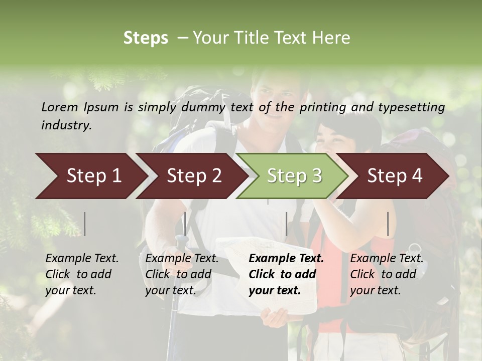 A Man And A Woman With Backpacks And A Map PowerPoint Template