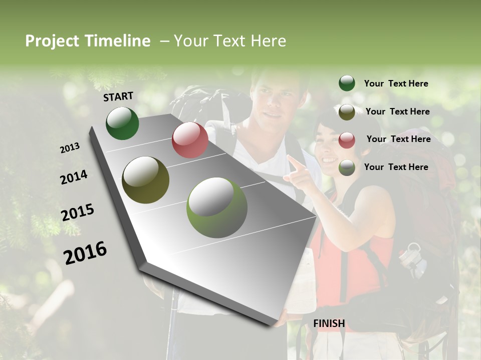 A Man And A Woman With Backpacks And A Map PowerPoint Template