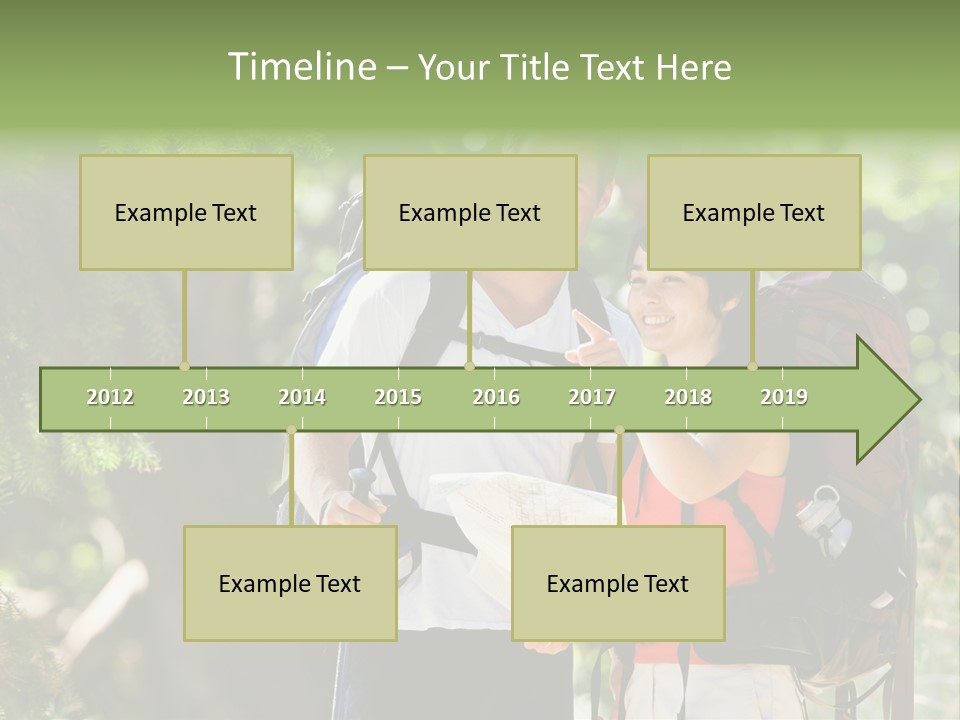 A Man And A Woman With Backpacks And A Map PowerPoint Template