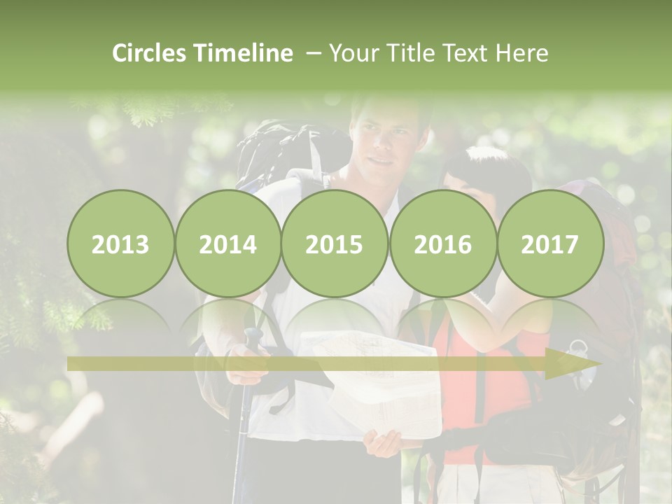 A Man And A Woman With Backpacks And A Map PowerPoint Template