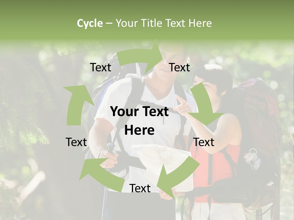 A Man And A Woman With Backpacks And A Map PowerPoint Template