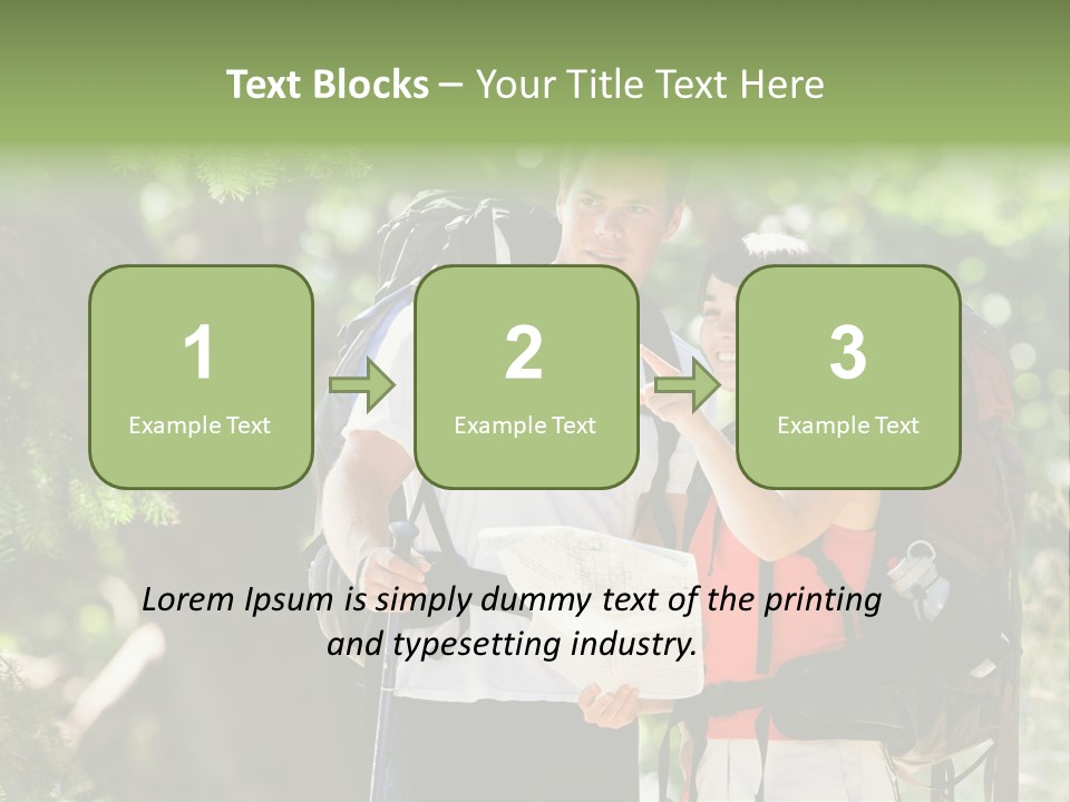 A Man And A Woman With Backpacks And A Map PowerPoint Template