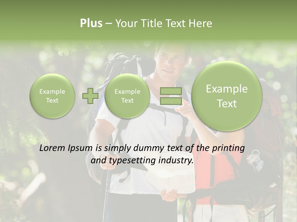 A Man And A Woman With Backpacks And A Map PowerPoint Template