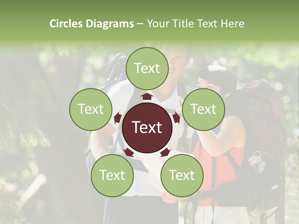 A Man And A Woman With Backpacks And A Map PowerPoint Template