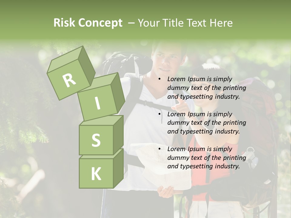 A Man And A Woman With Backpacks And A Map PowerPoint Template