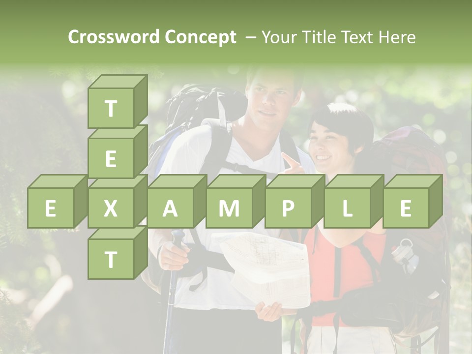 A Man And A Woman With Backpacks And A Map PowerPoint Template