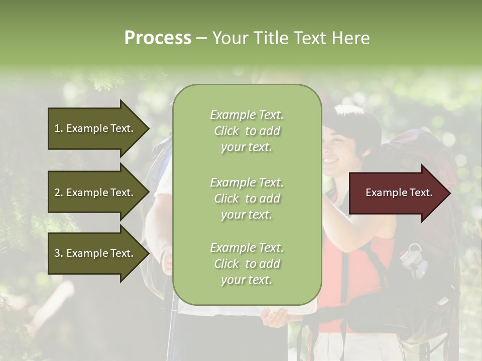 A Man And A Woman With Backpacks And A Map PowerPoint Template