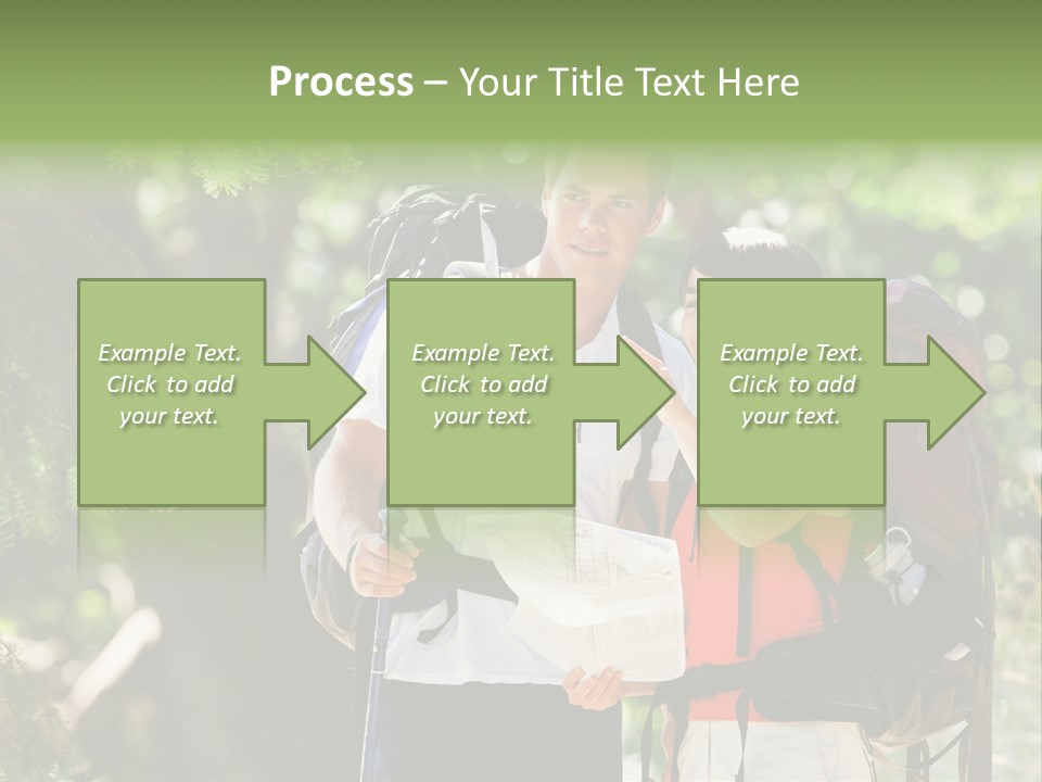A Man And A Woman With Backpacks And A Map PowerPoint Template