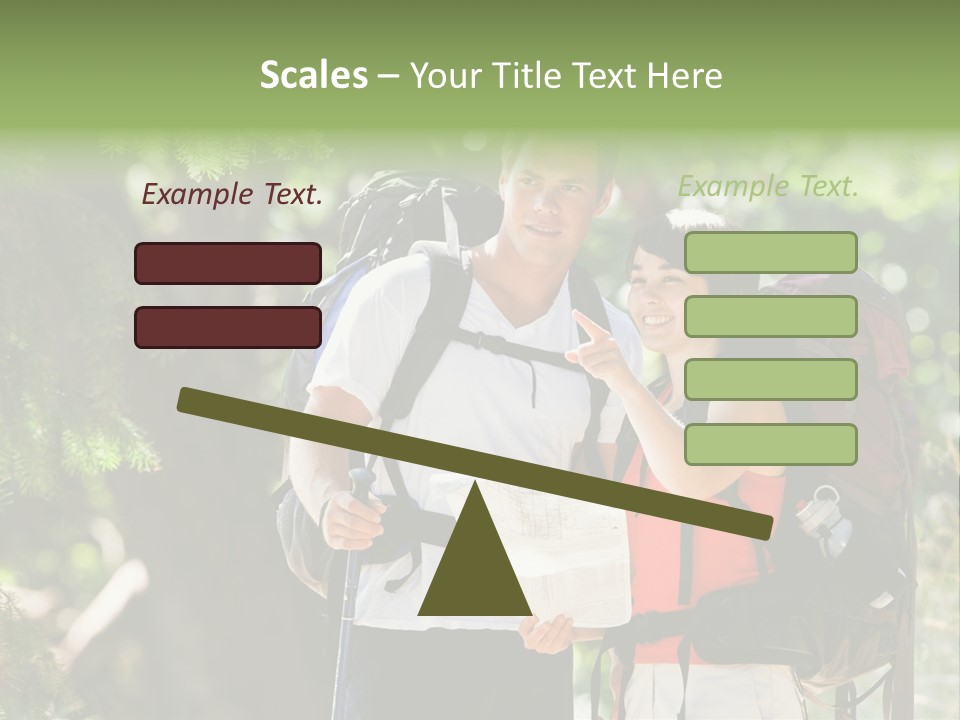 A Man And A Woman With Backpacks And A Map PowerPoint Template