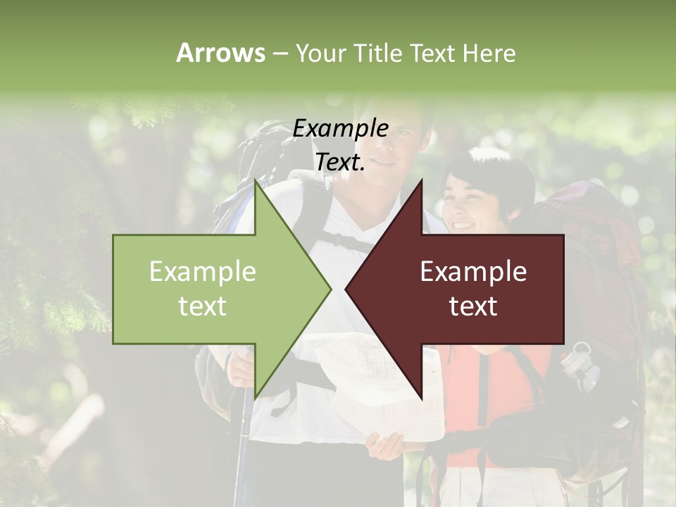 A Man And A Woman With Backpacks And A Map PowerPoint Template