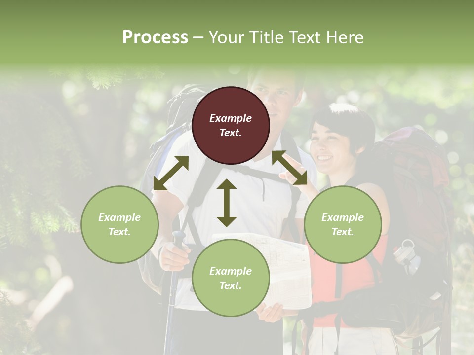 A Man And A Woman With Backpacks And A Map PowerPoint Template