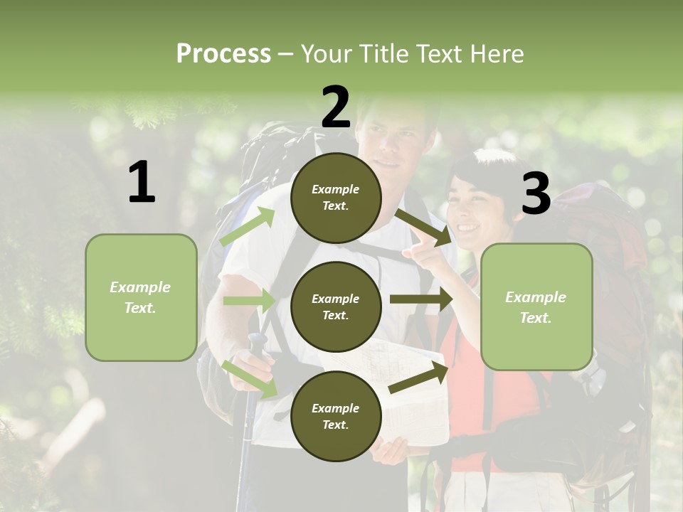 A Man And A Woman With Backpacks And A Map PowerPoint Template