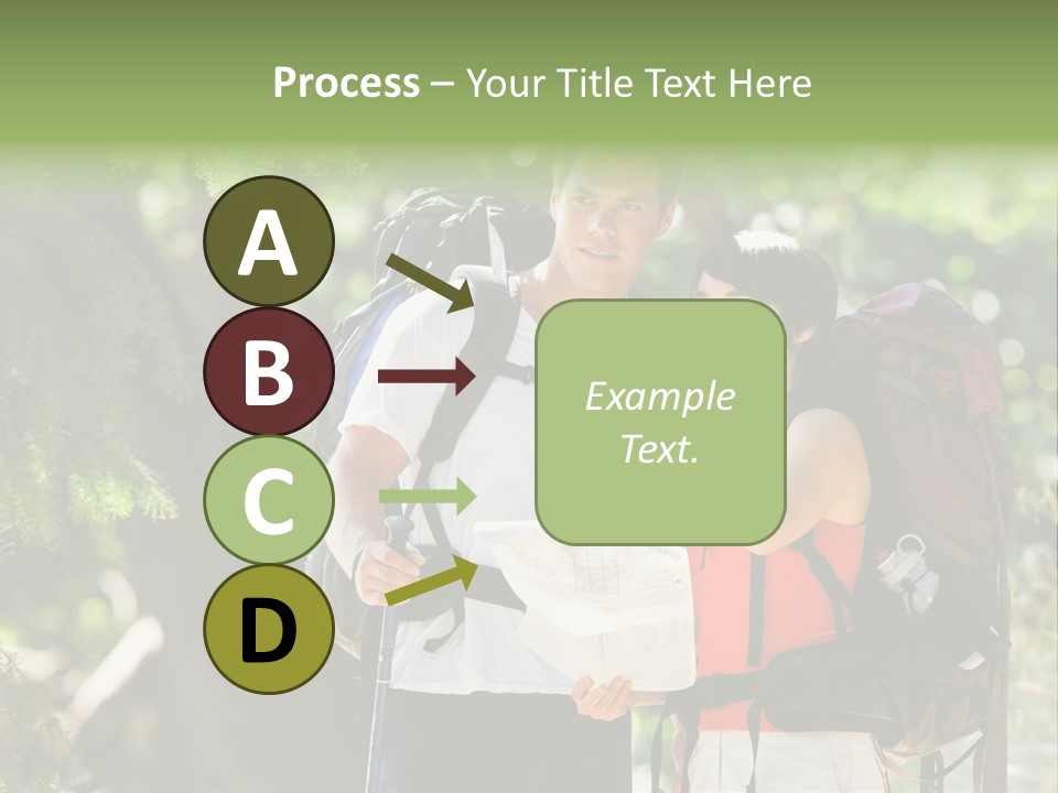 A Man And A Woman With Backpacks And A Map PowerPoint Template