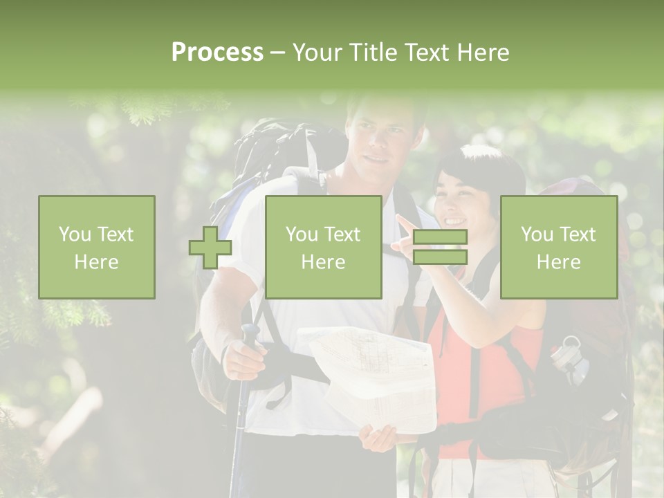 A Man And A Woman With Backpacks And A Map PowerPoint Template