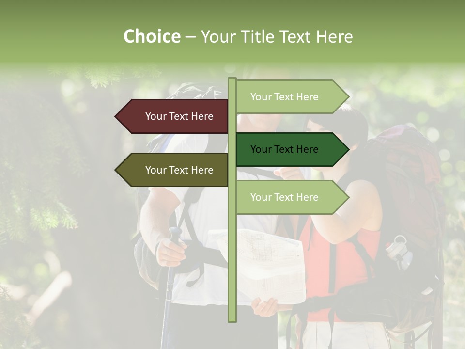 A Man And A Woman With Backpacks And A Map PowerPoint Template