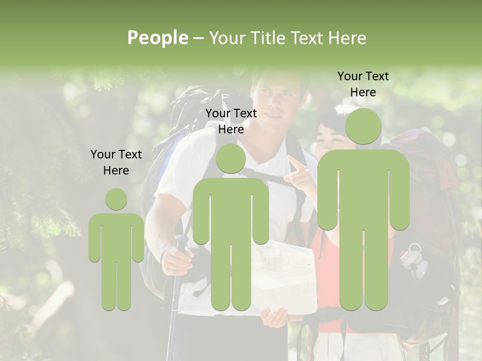 A Man And A Woman With Backpacks And A Map PowerPoint Template