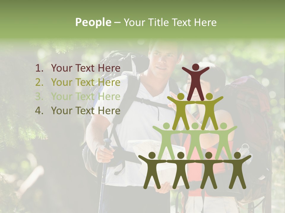 A Man And A Woman With Backpacks And A Map PowerPoint Template