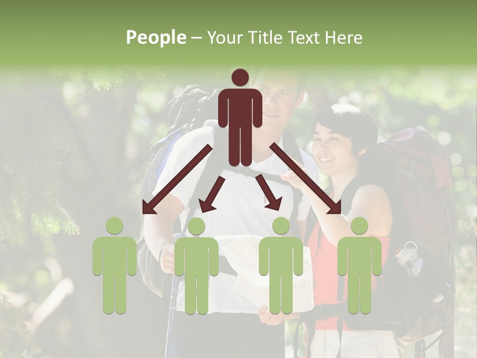 A Man And A Woman With Backpacks And A Map PowerPoint Template