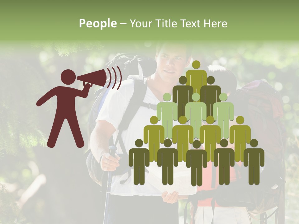 A Man And A Woman With Backpacks And A Map PowerPoint Template