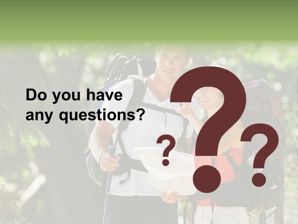 A Man And A Woman With Backpacks And A Map PowerPoint Template