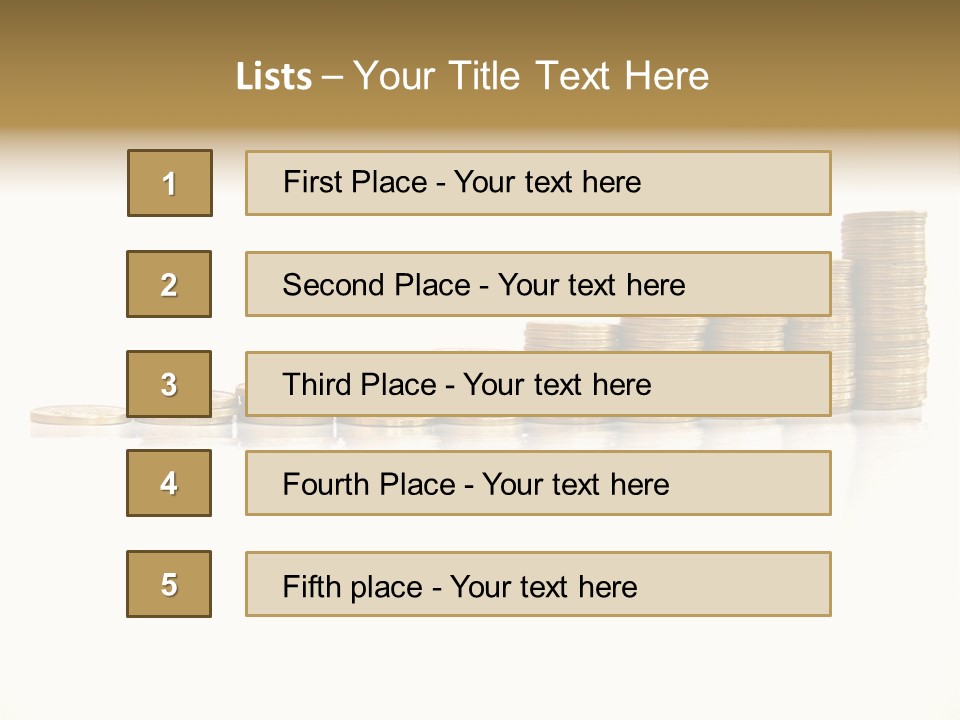 Pile Of Golden Coins, Mexican Pesos PowerPoint Template
