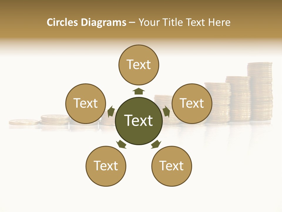 Pile Of Golden Coins, Mexican Pesos PowerPoint Template