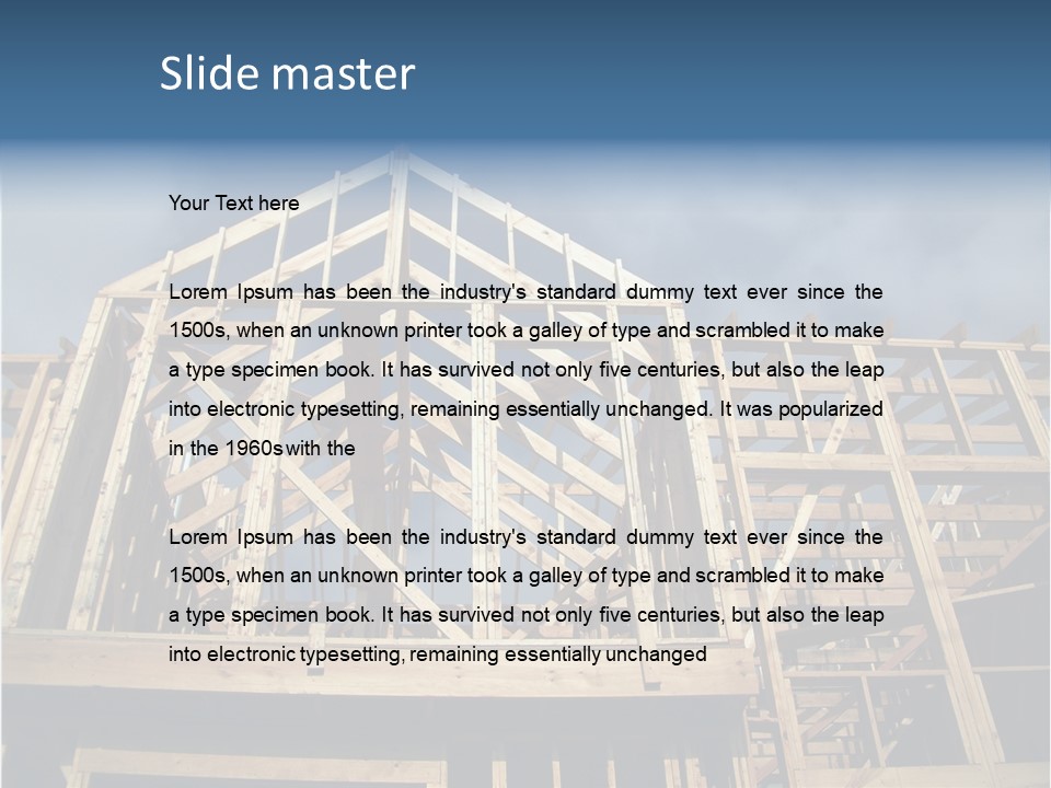 New Home Construction With Wooden House Frame PowerPoint Template