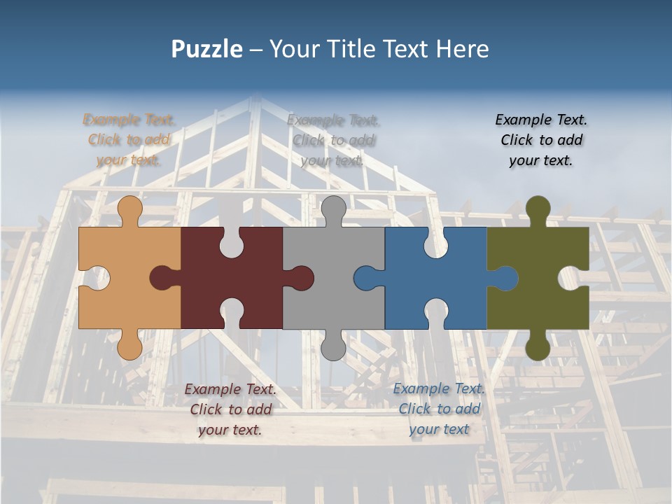 New Home Construction With Wooden House Frame PowerPoint Template