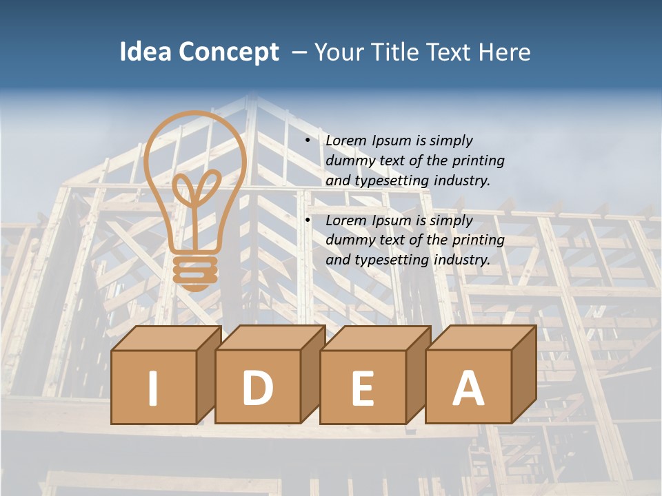 New Home Construction With Wooden House Frame PowerPoint Template