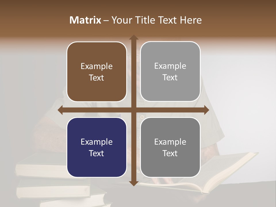 A Man Sitting At A Table With A Stack Of Books PowerPoint Template