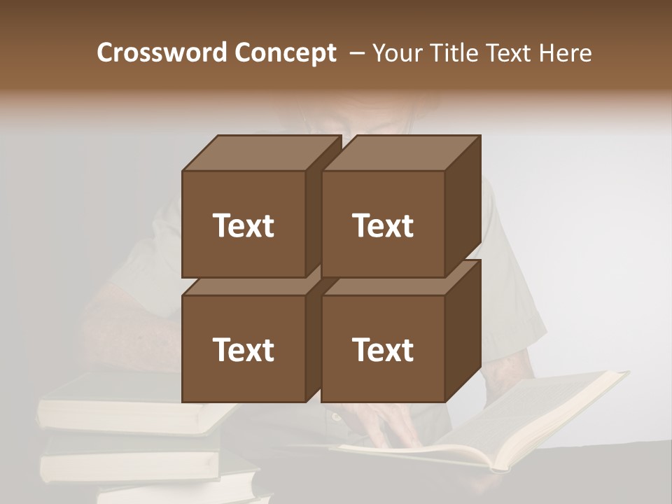 A Man Sitting At A Table With A Stack Of Books PowerPoint Template