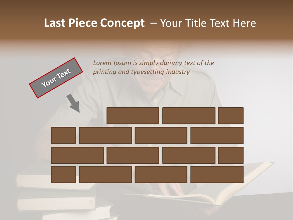 A Man Sitting At A Table With A Stack Of Books PowerPoint Template